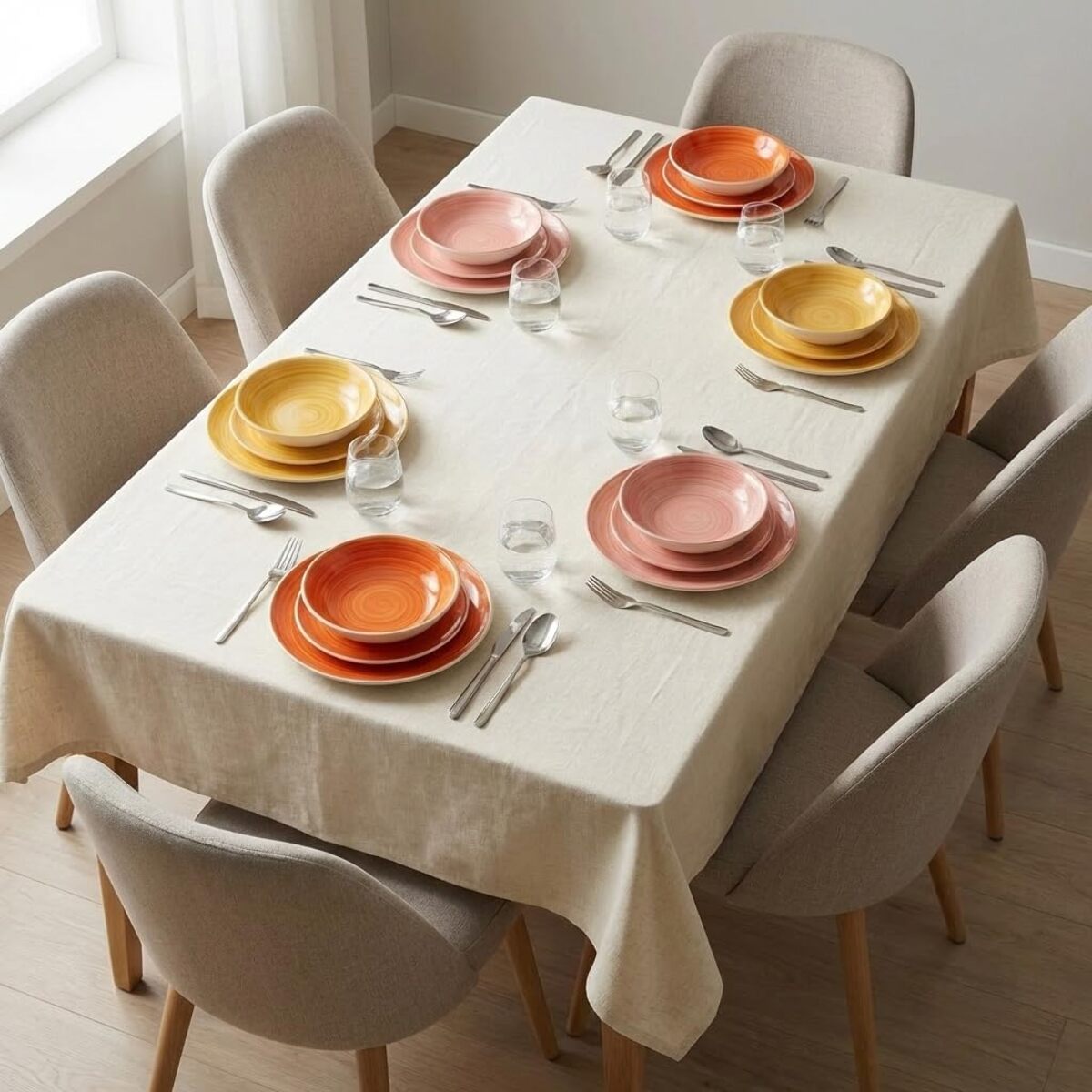 Servizio Tavola da 18 Piatti in Ceramica, lavabile in lavastoviglie e adatto a microonde, Intrecci