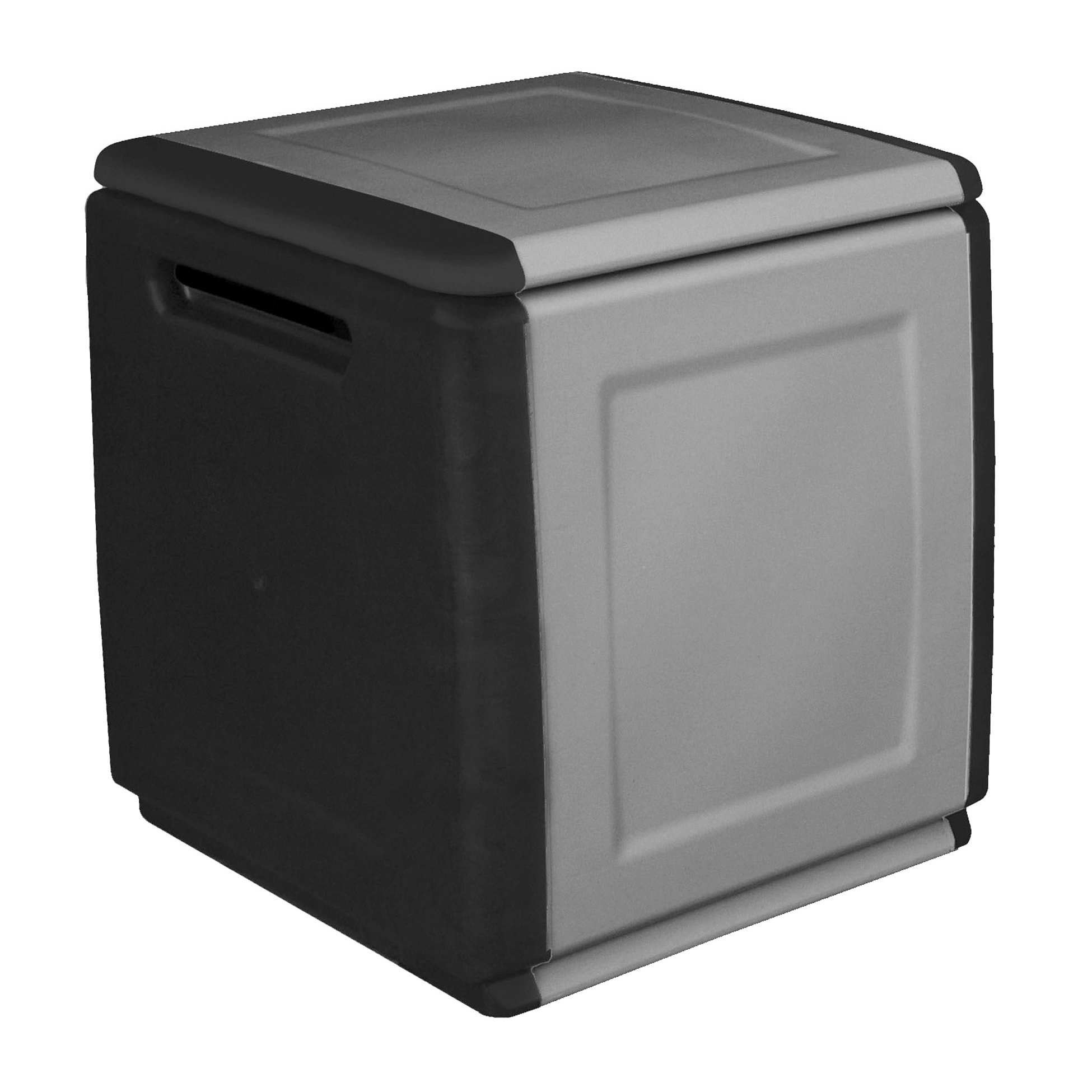 Baúl en polipropileno de 57x54x53cm - 130L color gris oscuro y negro
