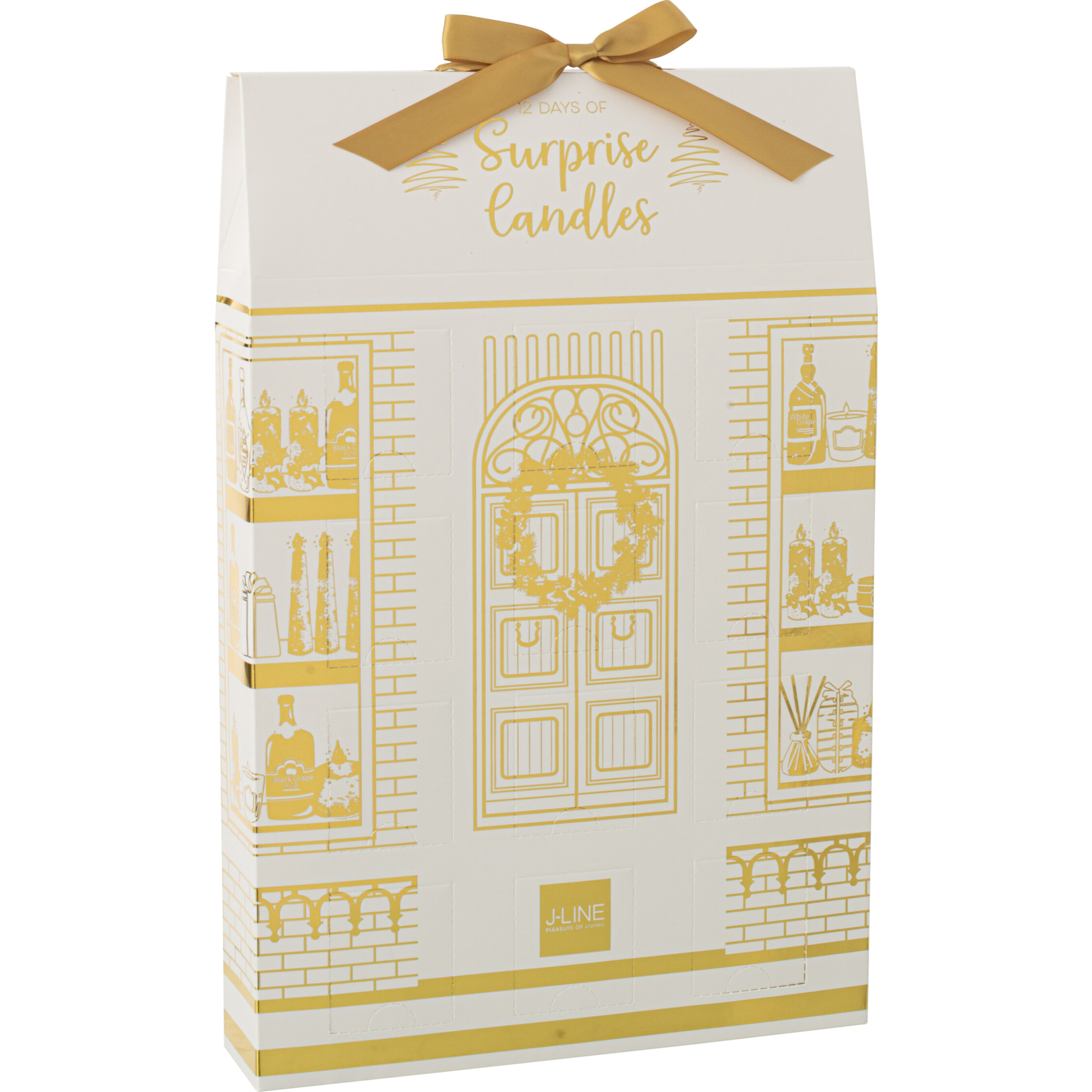 J-Line bougie parfumée Surprise Window - noir/or - 12 bougies