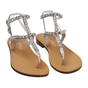 Sandali infradito argento laminato