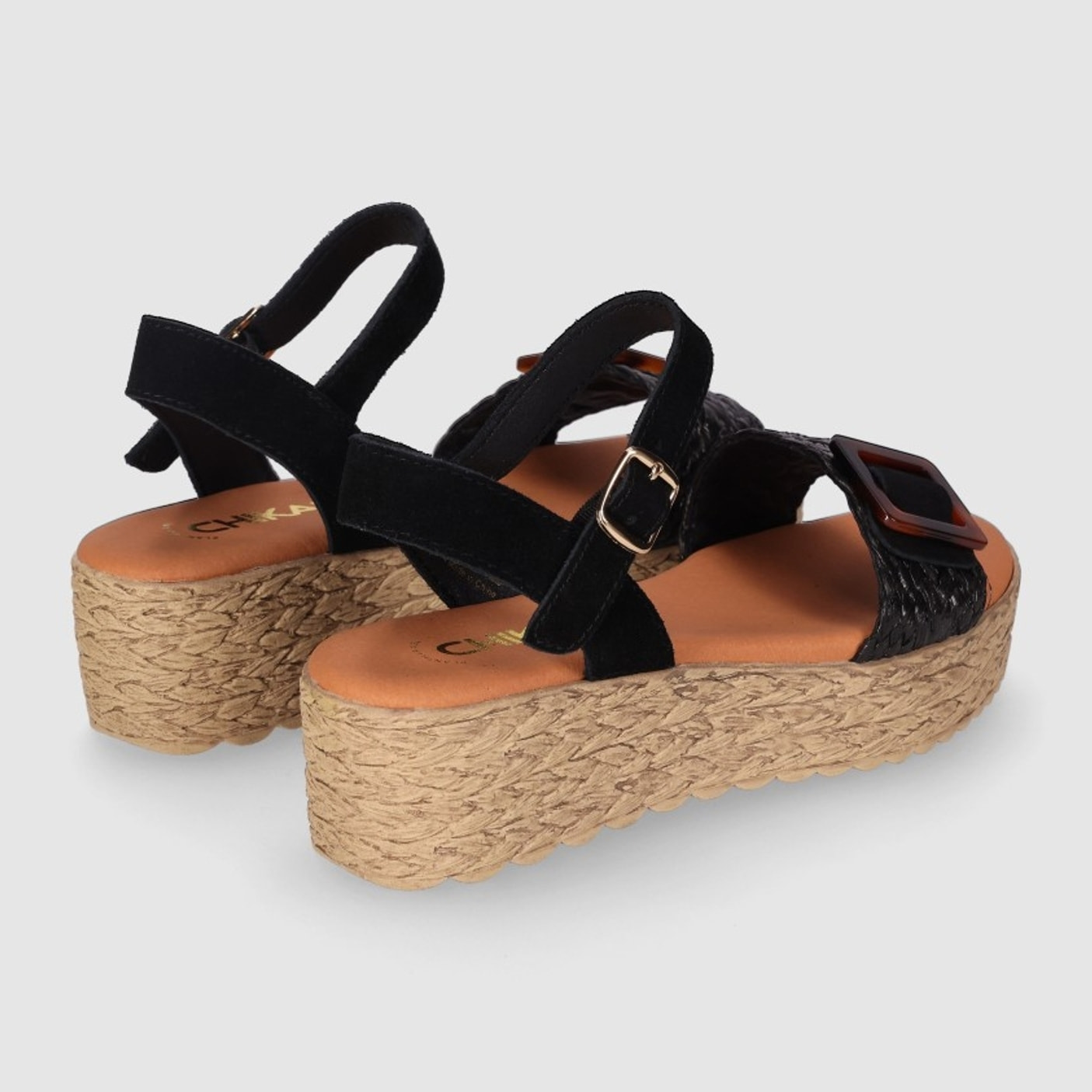 Sandalias de Tejido - Negro - Tacón: 5 cm