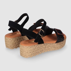 Sandalias de Tejido - Negro - Tacón: 5 cm