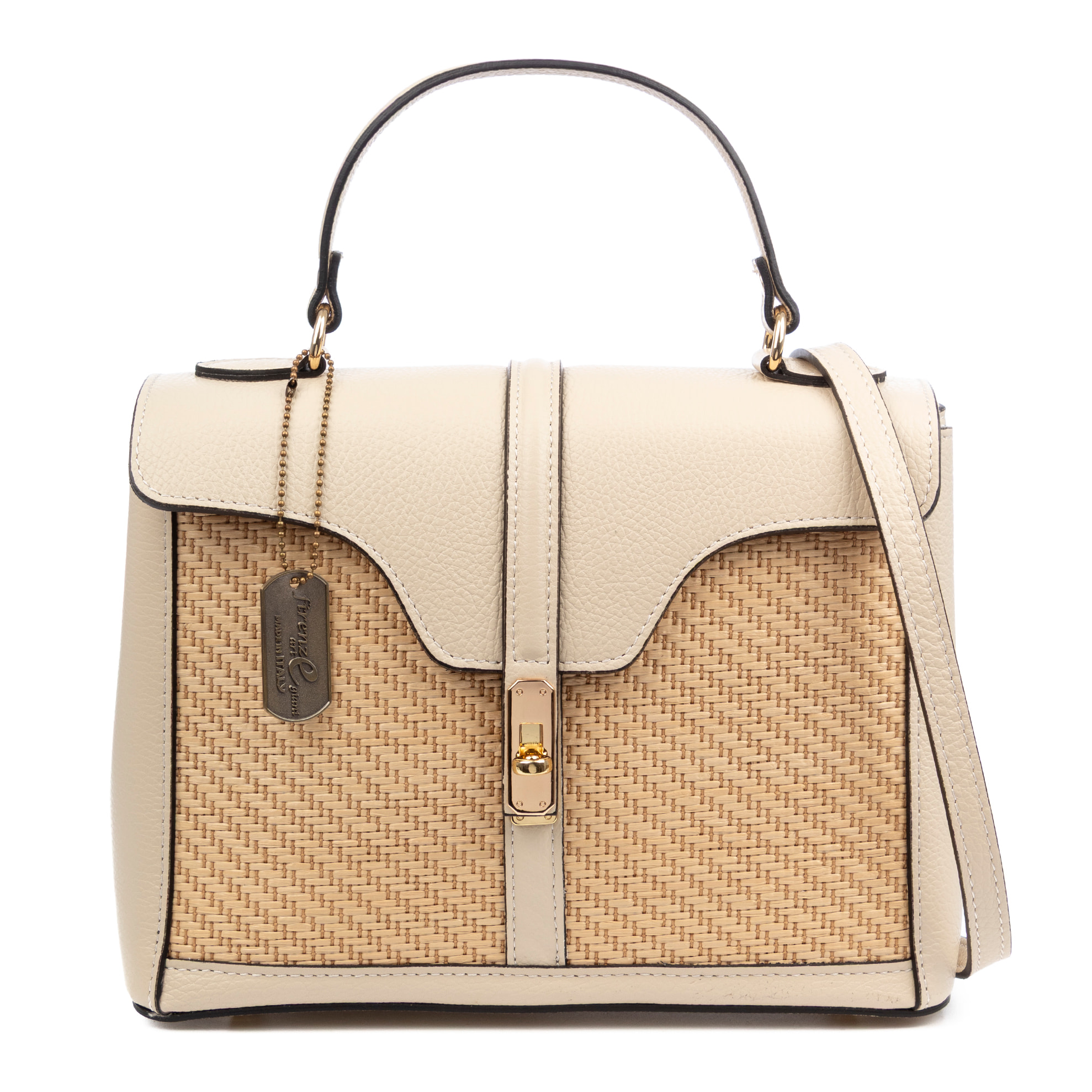 Basciano Borsa a mano Donna. Realizzata in vera pelle Dollaro e paglia.