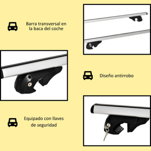 Barras de Techo Universales Portaequipajes Coche con 125 cm Rieles de Aluminio