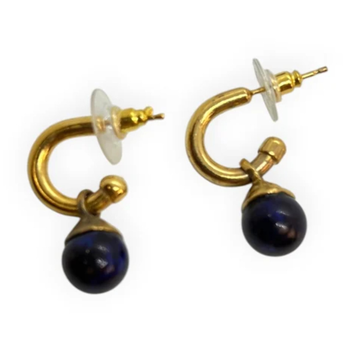 Pack aros pequeño y bola colgante dorado chapado y bolas en negro y jaspeado