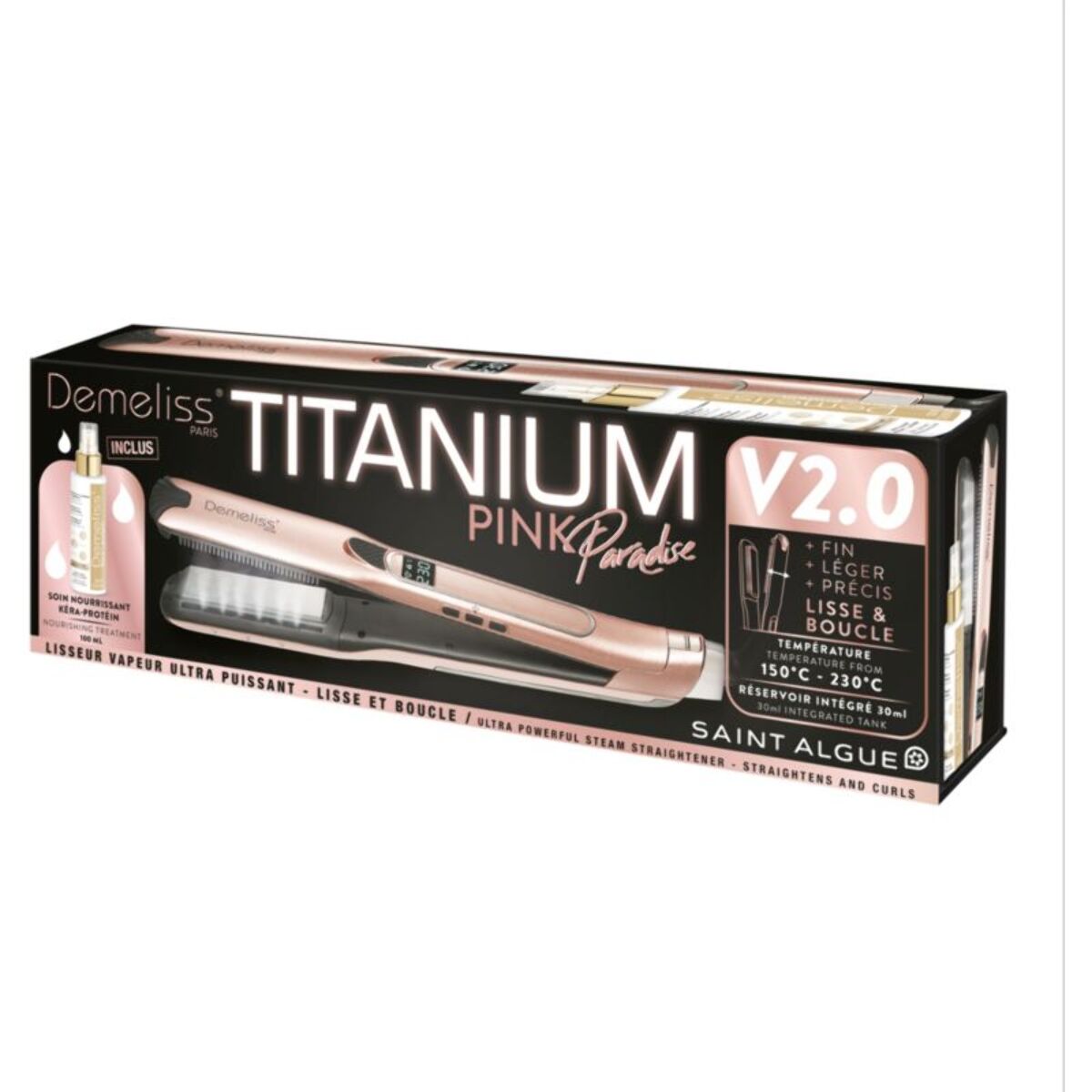 Lisseur vapeur SAINT ALGUE Coffret demeliss titanium 2.0 rose