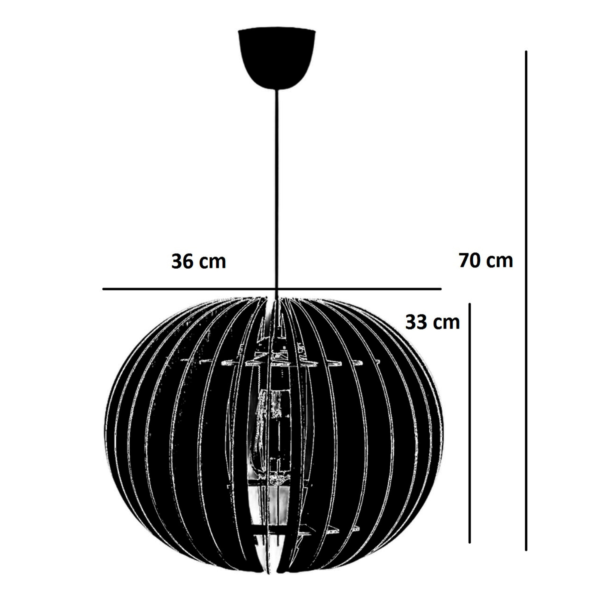 Lámpara de techo 70 cm. nogal, tipo E 27 Max 45 - 60 W