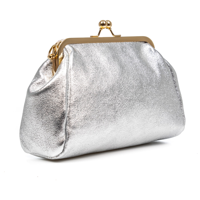 Ambivere borsa a mano Donna. Pelle scamosciata autentica finitura lucida laccata.