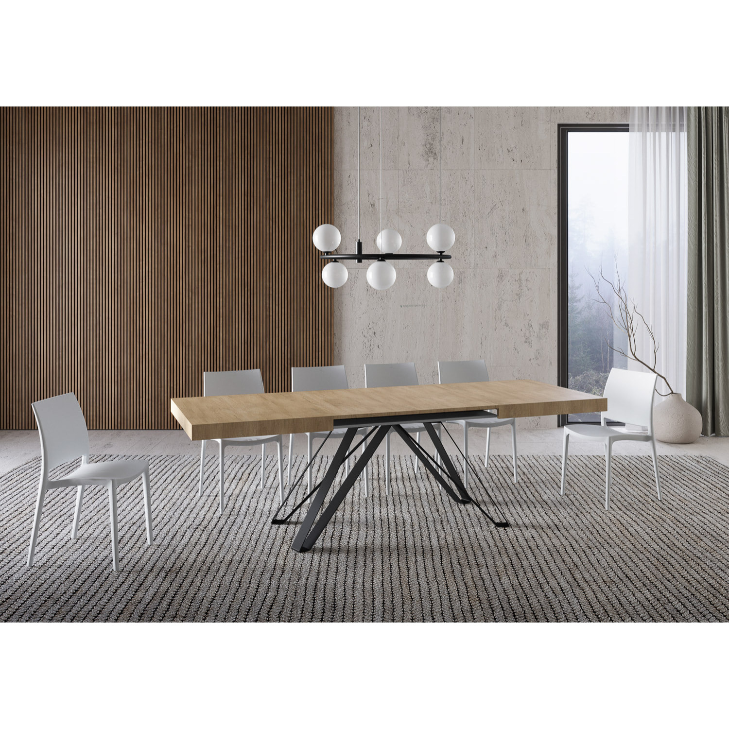 Mesa extensible 90x160/264 cm Terium roble natural patas antracita