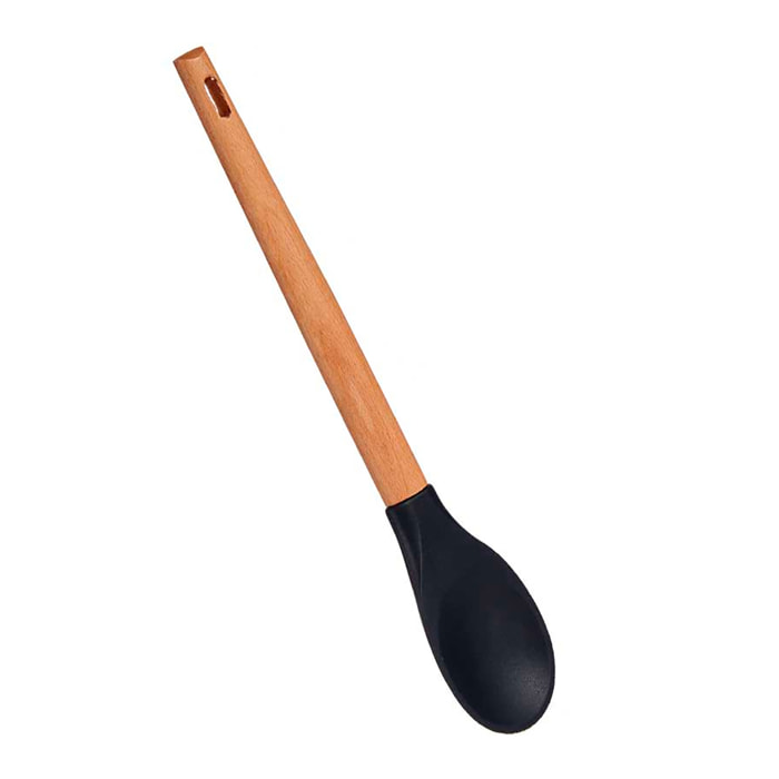 CUCHARA SILICONA MANGO MADERA DE HAYA 30CM