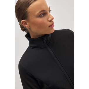 Giacca termica aderente nera in stile sportivo