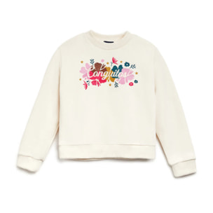Sudadera Felpa Beige Bordada
