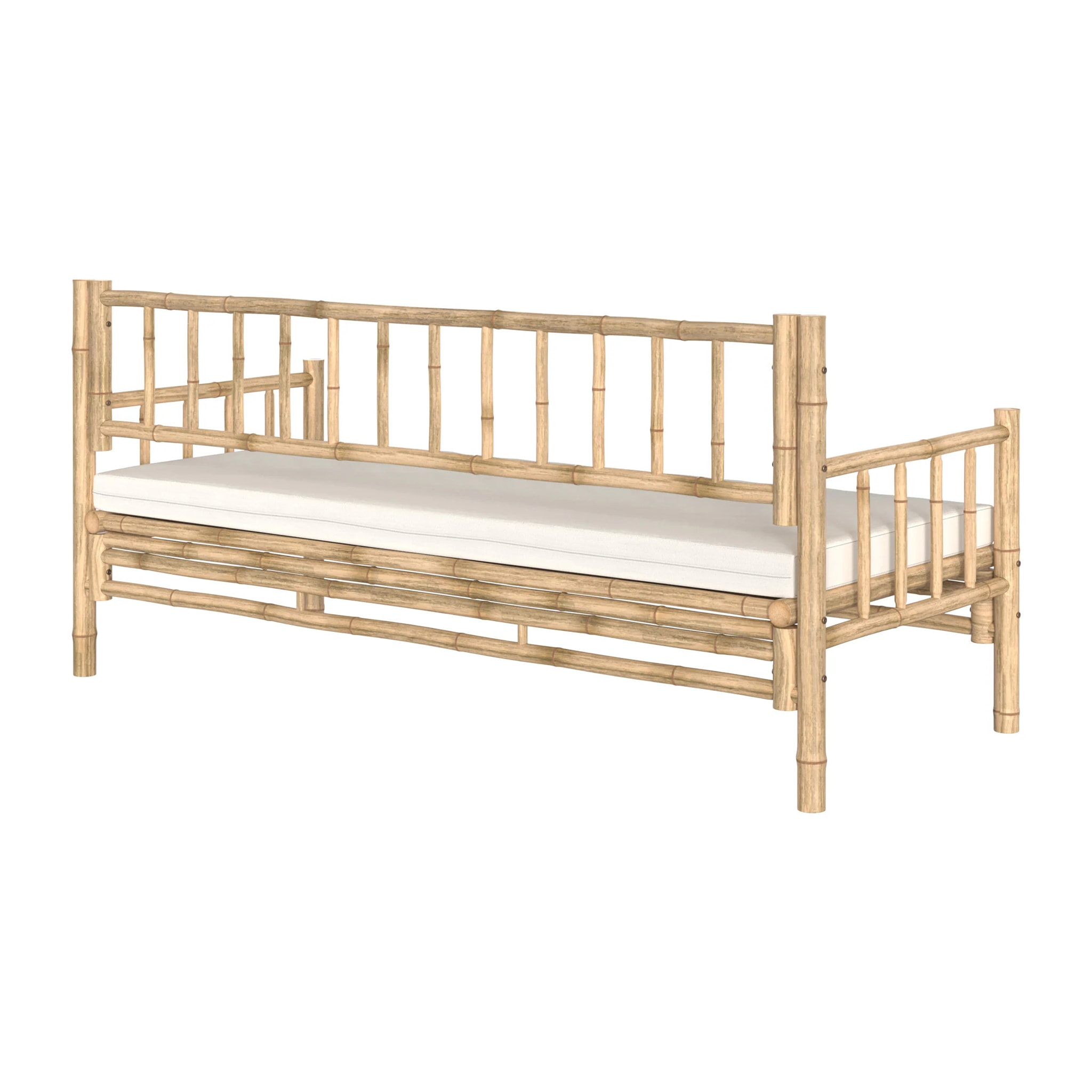 Canapé de jardin blanc 3 places en bambou naturel - Vadella