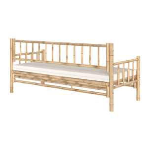 Canapé de jardin blanc 3 places en bambou naturel - Vadella