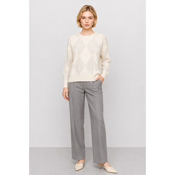 Kocca - Maglia a maniche lunghe in lana con motivo a rombi Donna