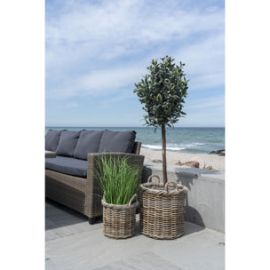 Set di 2 cesti Gili rotondi in rattan kubu naturale con manici - 30 e 40 cm