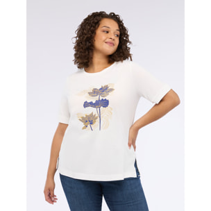 Fiorella Rubino - T-shirt in jersey di cotone con stampa floreale - Bianco