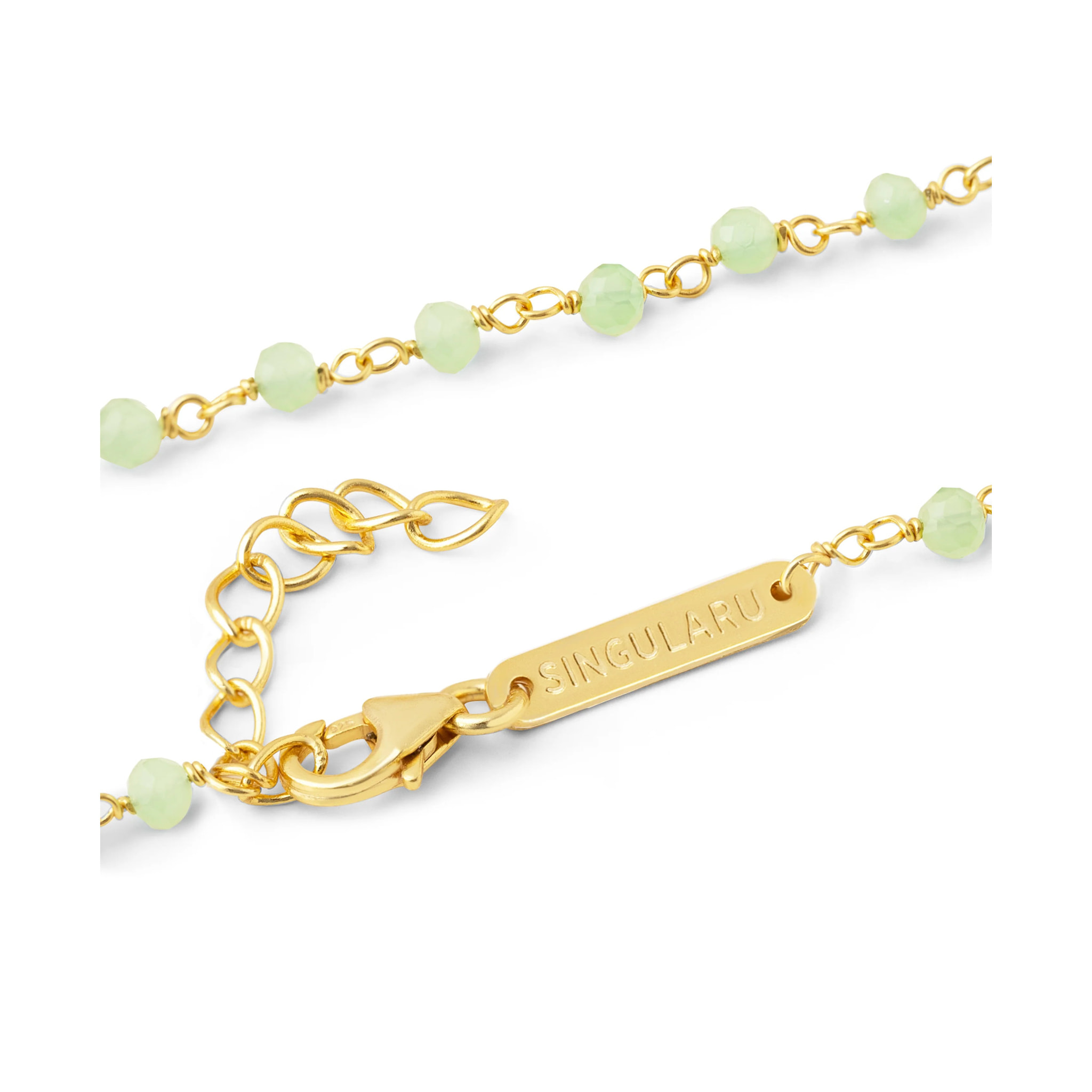 Collar Crystals Jade Plata Baño Oro