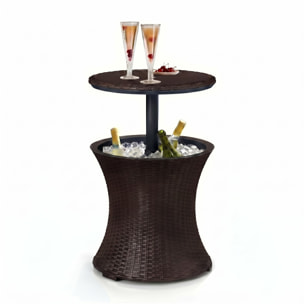 KETER COOL BAR table glacière 30 L aspect rotin marron avec plateau relevable (230902)