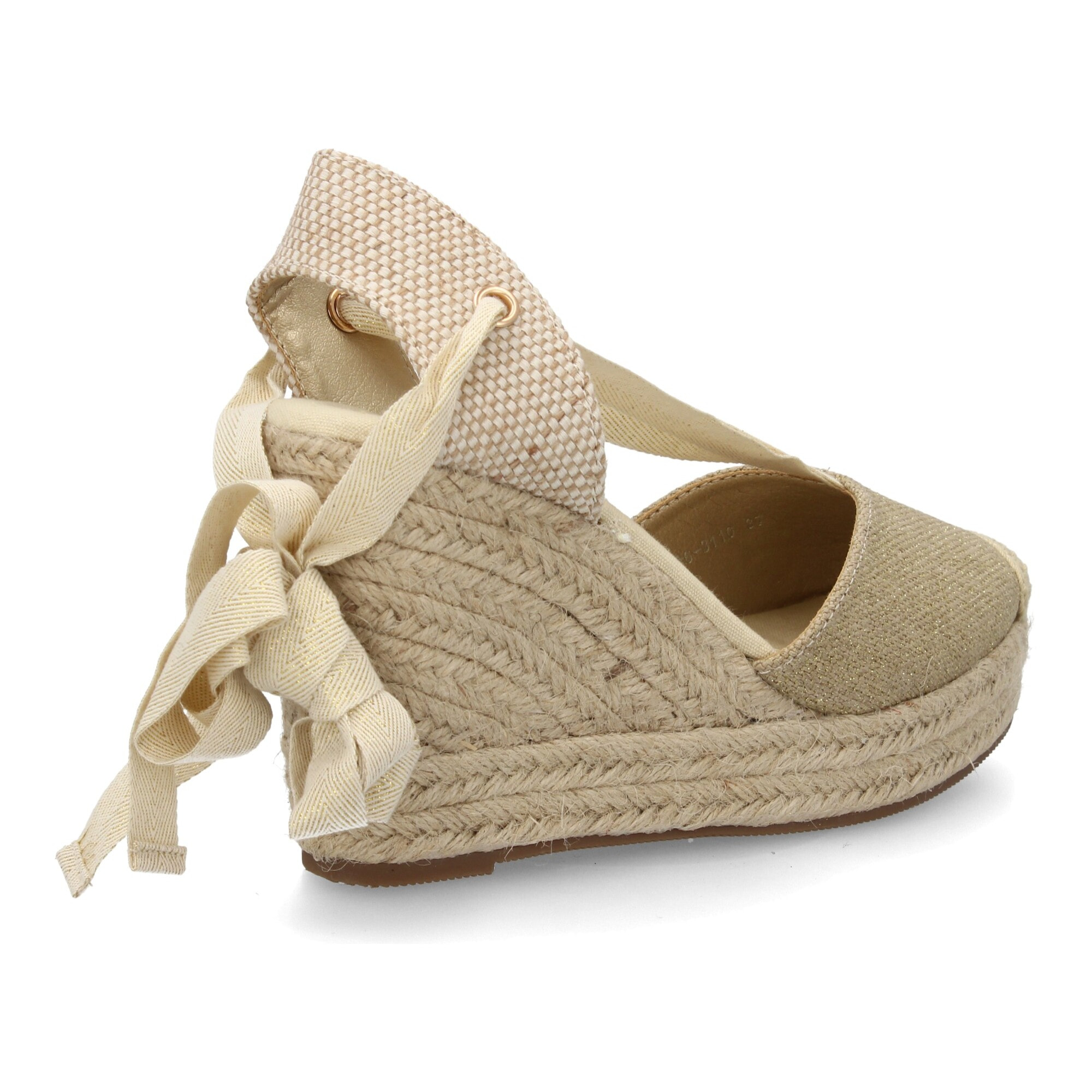 Alpargata de cuña alta de esparto con cintas
