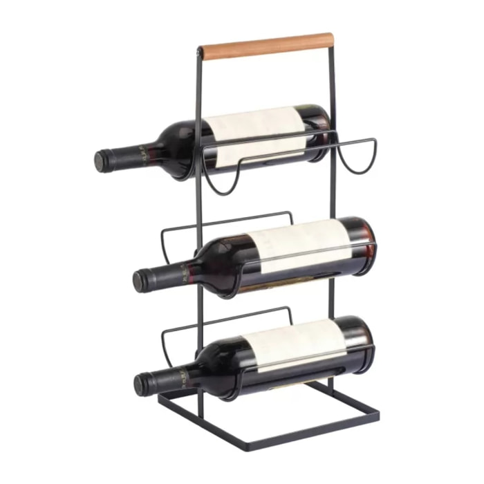 Etagère range bouteilles design industriel Bois & Acier ELIE Noir mat MSV