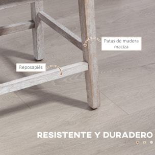 Juego de 2 Taburetes de Bar con Respaldo, Giratorios 180°, Taburetes Altos de Cocina con Reposapiés, Patas de Madera, para Salón, Comedor, Gris