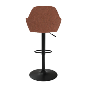 Lot de 2 chaises de bar effet laine bouclette rouge brique 63/83 cm - Adam