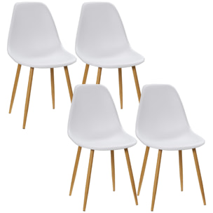 Pack de 4 Sillas de Comedor Sillas de Cocina con Respaldo Alto y Patas de Metal para Salón 45x52x85,5 cm Blanco y Natural