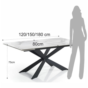 Tomasucci MELVIN EVO 120 MARBRE BLANC - Table extensible NOIRE