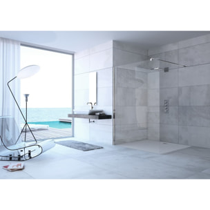 Design Pure 130x200cm paroi en verre 8 mm anticalcaire, avec bras et profilés chrome brillant (SIKOKHWI130)