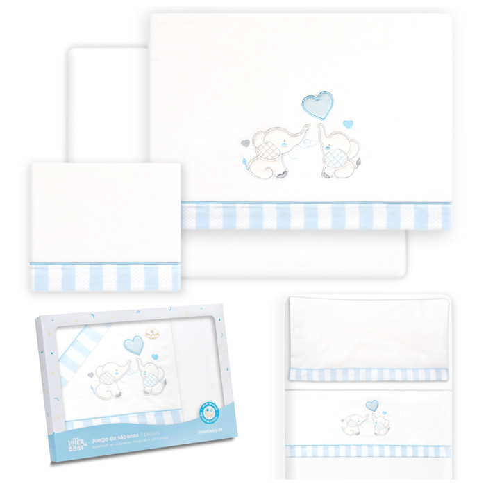 Triptico Minicuna Parejita Elefante Bco/Azul