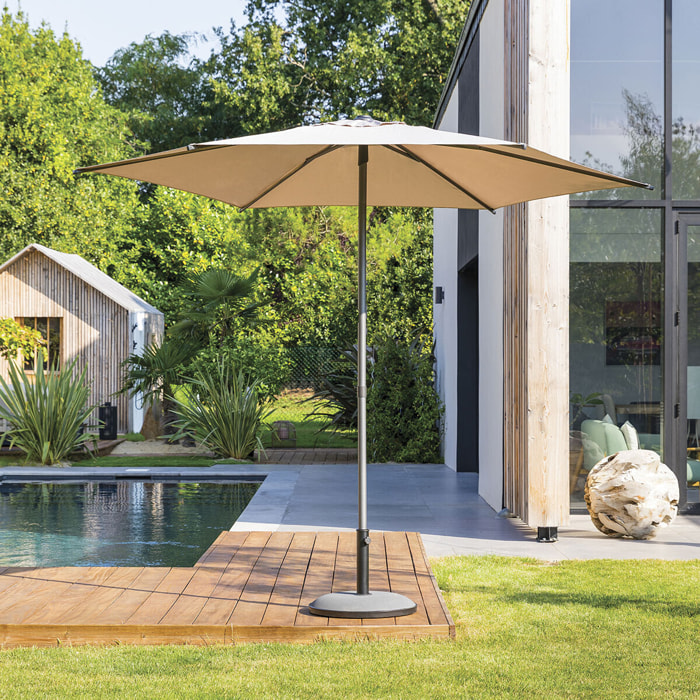 Parasol droit rond "Soya" taupe D2,7m en acier