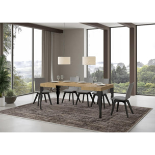 Mesa extensible 70x110/194 cm Paxon Roble Natural estructura Antracita