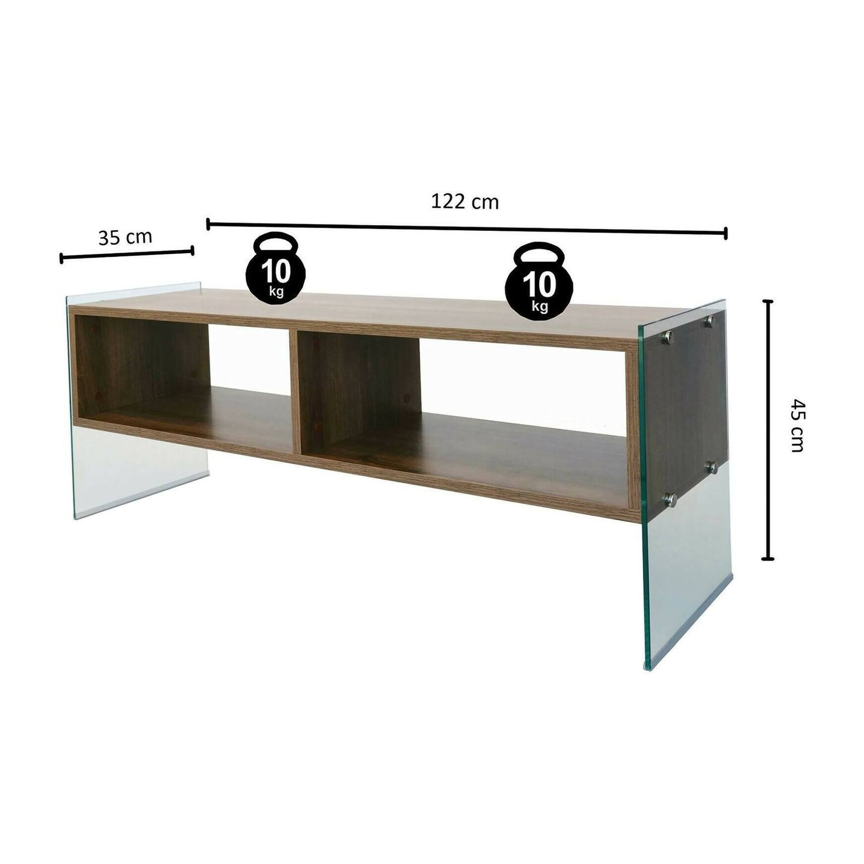 Mobile porta TV Dbennace, Credenza da soggiorno, Armadio basso per TV, Base parete attrezzata, 120x35h45 cm, Noce