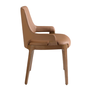 Silla Angel Cerdá tapizada en polipiel en marrón con estructura de patas de madera en nogal 51x58x79cm