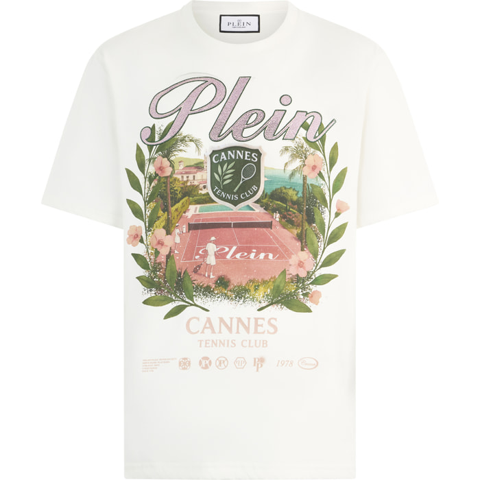 PHILIPP PLEIN Round Neck T-Shirt Cannes Tennis Club