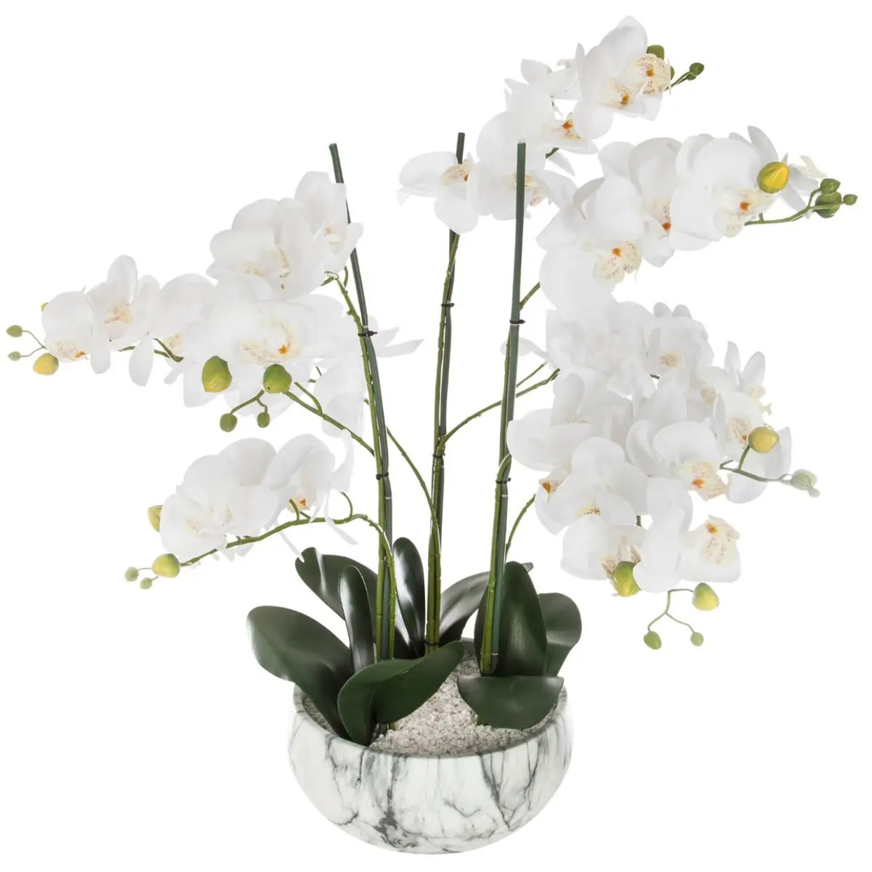 Orchidée artificielle - pot marbré H65 cm