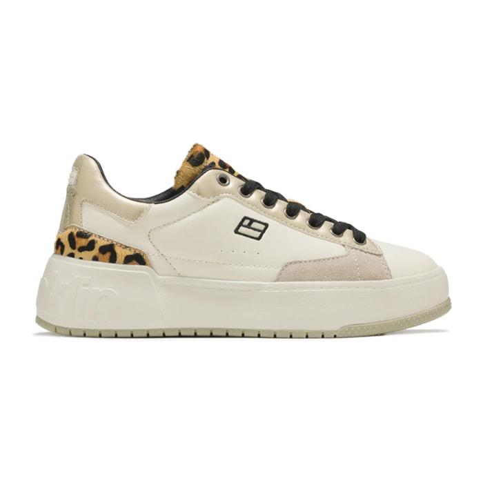 Zapatillas Deportivas de Mujer con Plataforma Court 74 Blanco / Leopardo