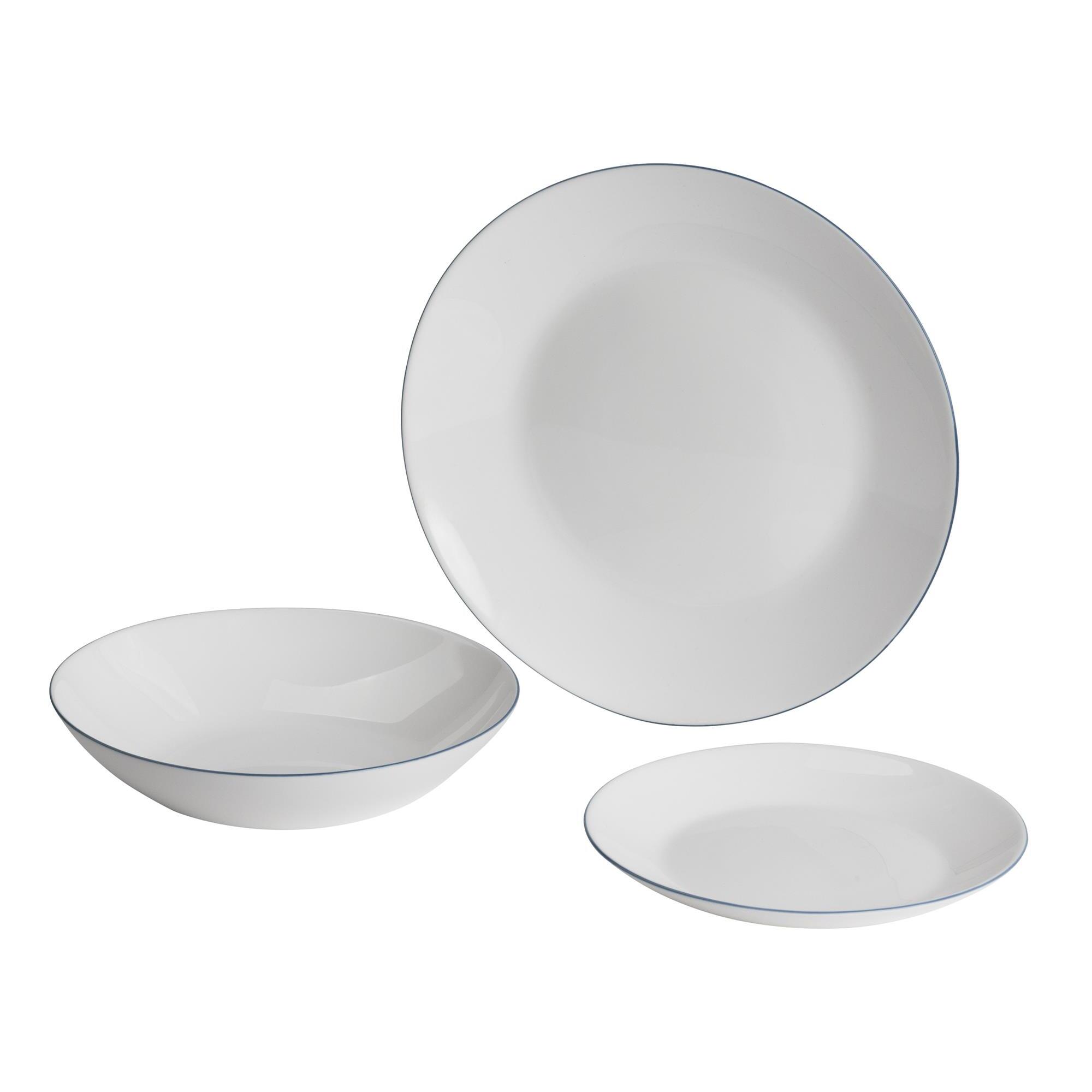 Juego de Vajilla Blanco con borde azul San Ignacio