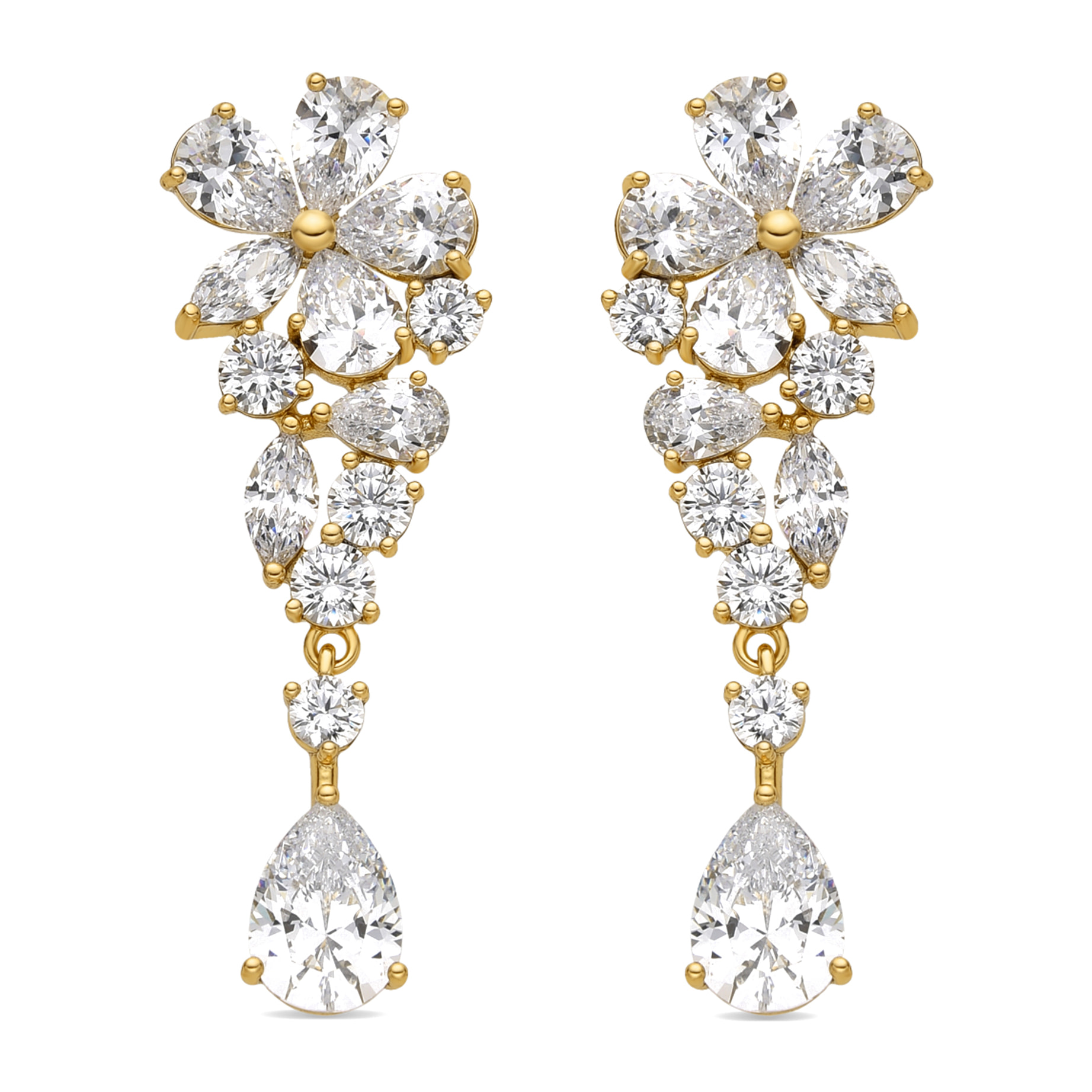 Pendientes con Circonita Brillante acabado oro 18k