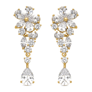 Pendientes con Circonita Brillante acabado oro 18k