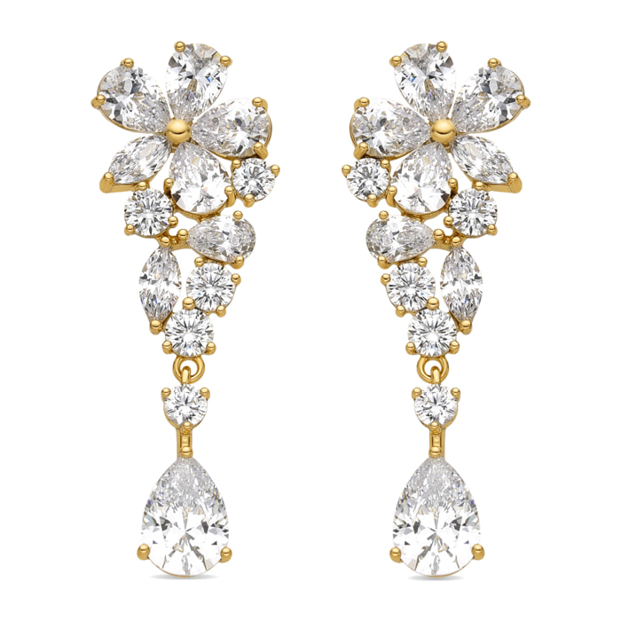 Pendientes con Circonita Brillante acabado oro 18k