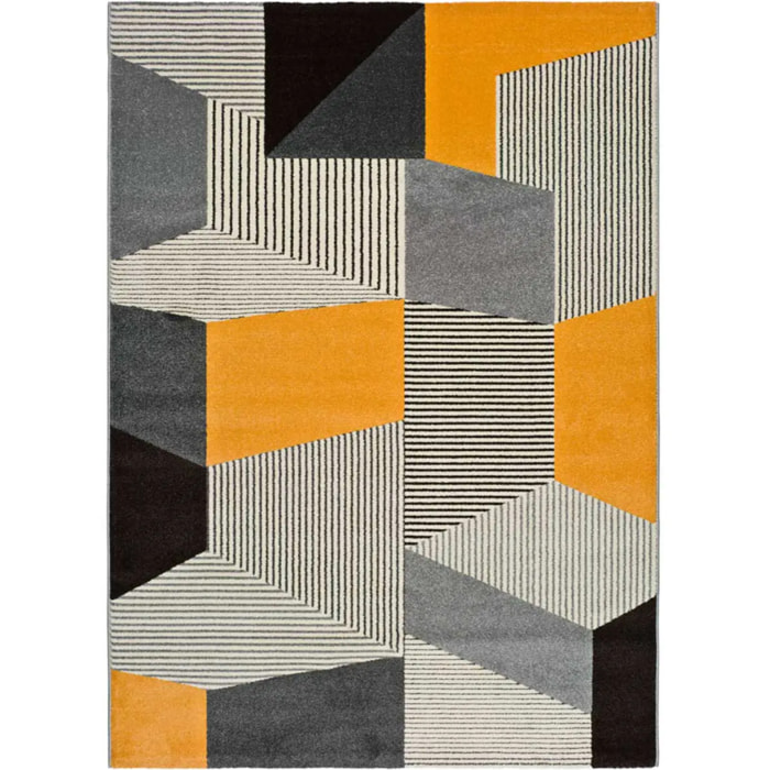 LEO Alfombra geométrica de pelo corto gris, varias medidas disponibles.