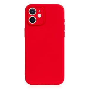DAM Custodia  Essential in silicone con protezione per fotocamera per iPhone 12 Mini. Interno in morbido velluto. 6,7x1,02x13,43 cm. colore rosso