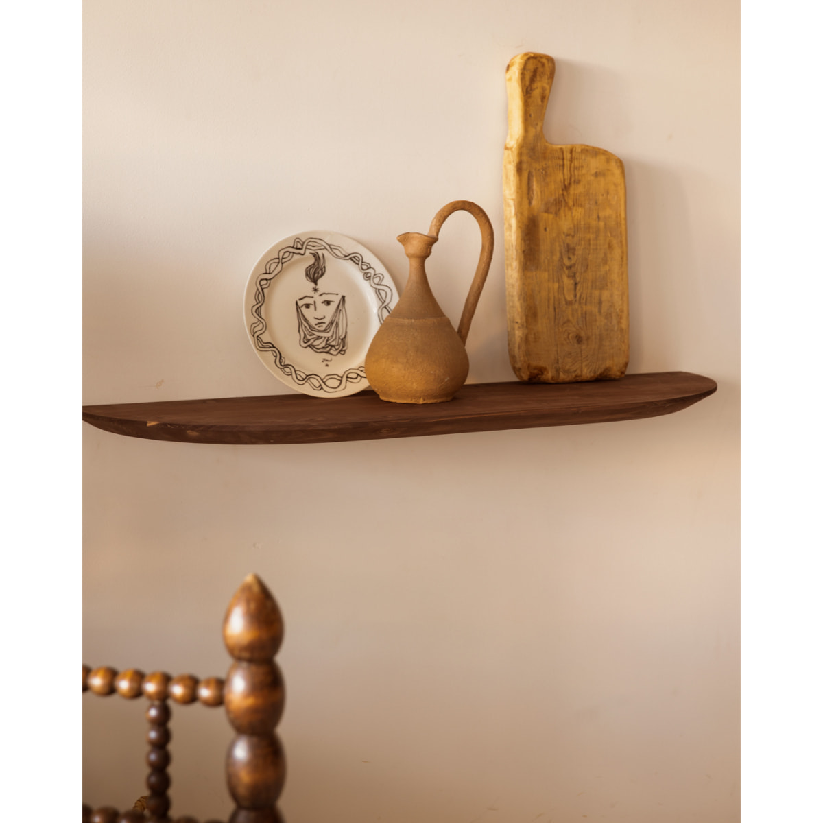 Console d'entrée en bois massif ton noyer 100cm Hauteur: 3.2 Longueur: 100 Largeur: 30