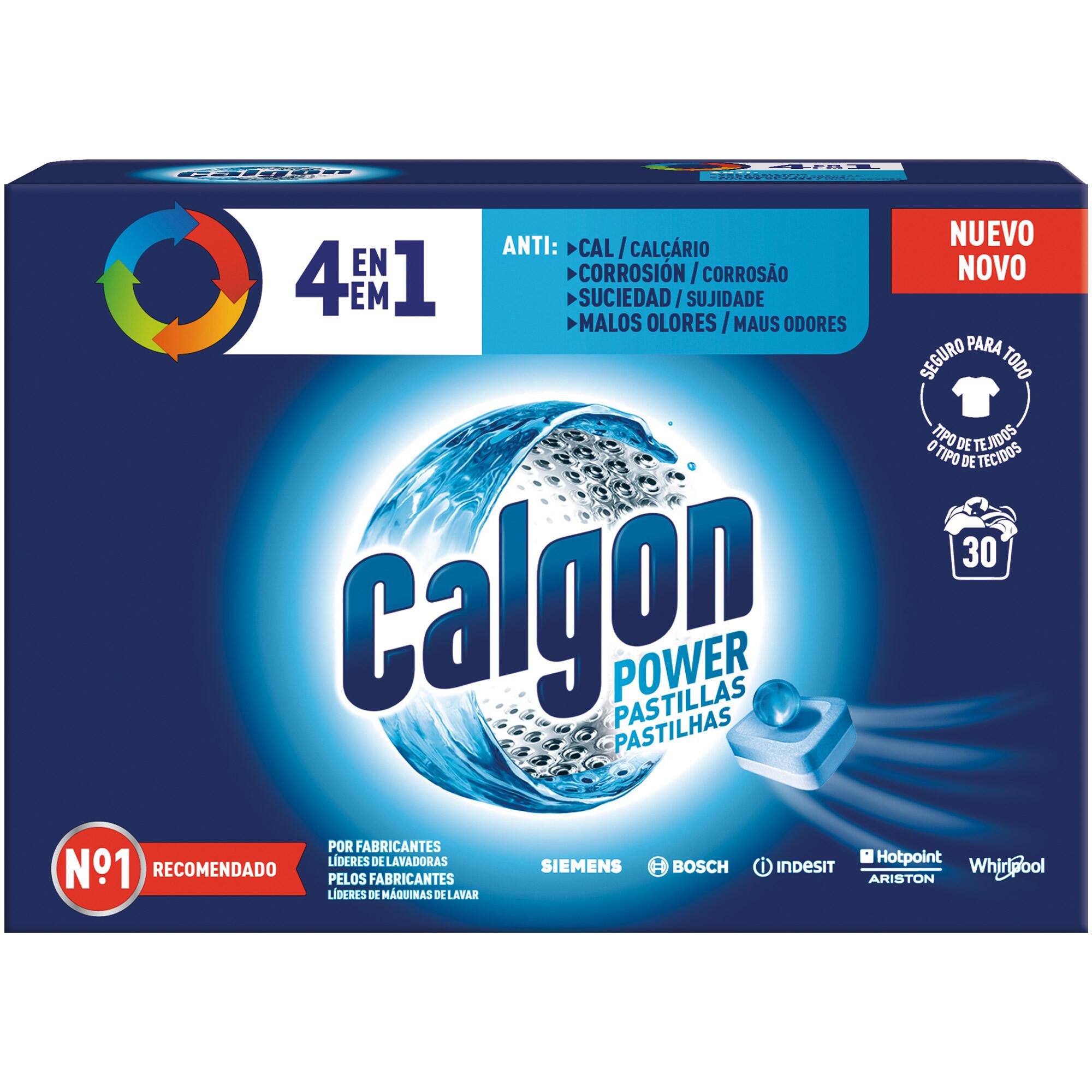 CALGON POWERBALL PASTILLAS - ANTICAL PARA LA LAVADORA, ELIMINA OLORES Y SUCIEDAD, EN FORMATO PASTILLAS, 30 UNIDADES