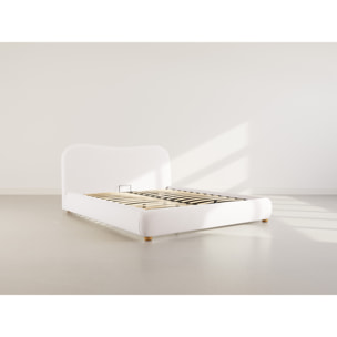 Hugo - lit coffre - 160x200 cm - en tissu bouclette - Beige