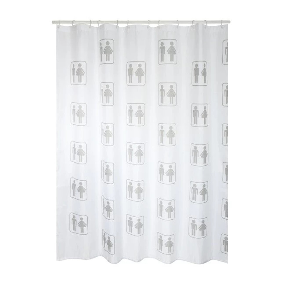 Rideau de douche Polyester H/F Mini 180x200cm QUALITE PREMIUM Blanc - Anneaux inclus MSV