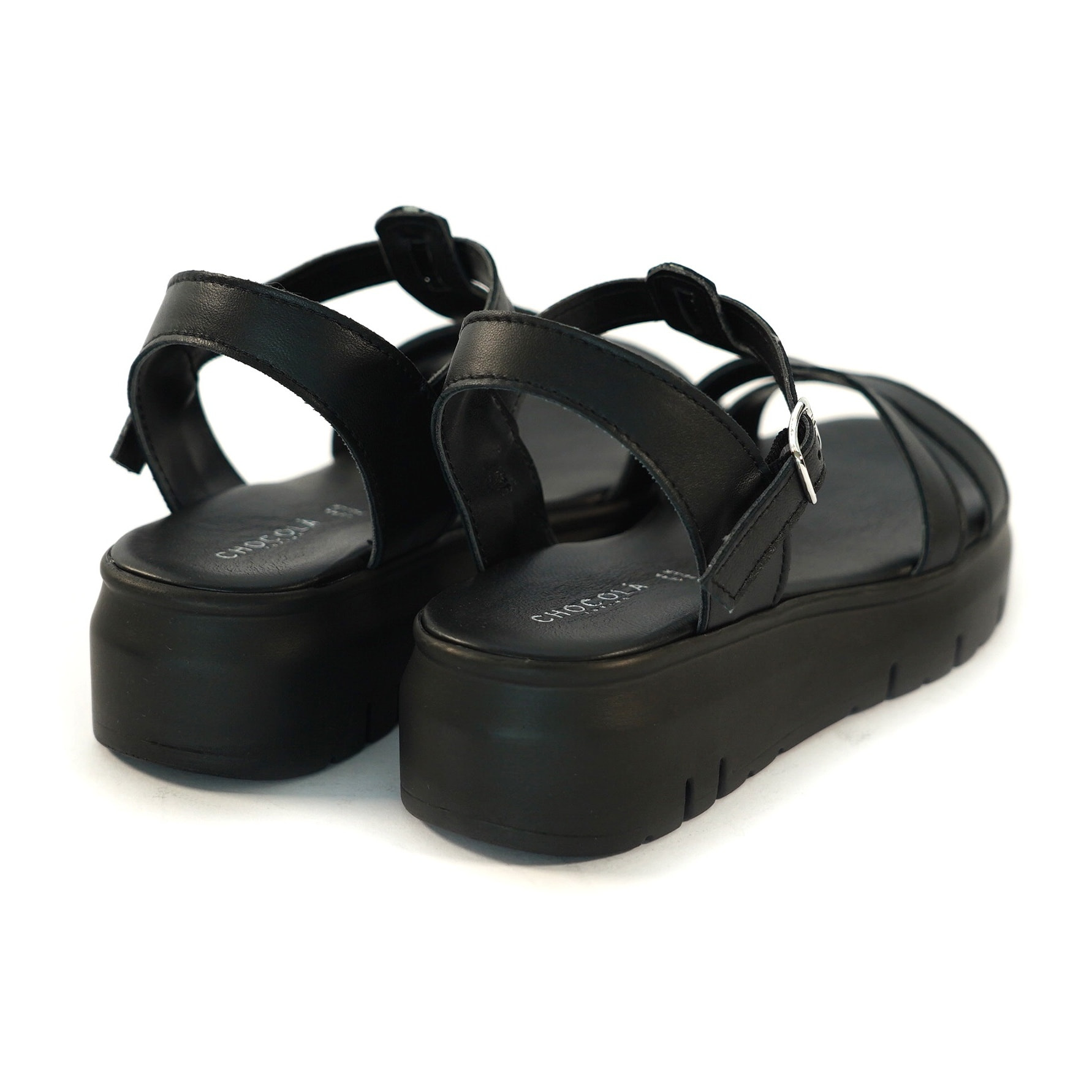 SANDALO T-BAR VERA PELLE NERO