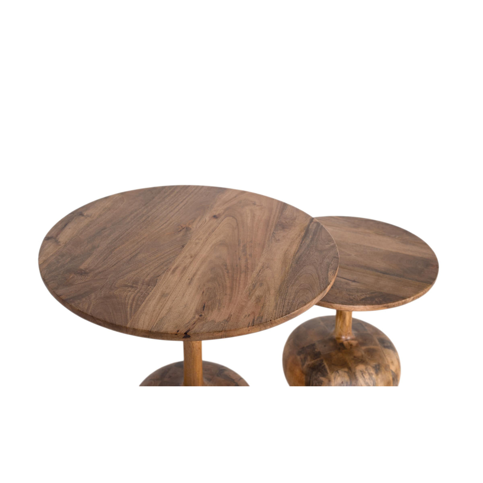 Mesas de Centro de Madera de Mindi Grande 70 Cm, Pequeña 50 Cm Estilo Rústico Moderno